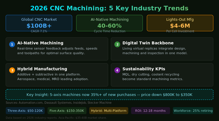 Read more about the article 2026 CNC Machining Trends: AI, Digital Twins and Hybrid Manufacturing Reshaping Precision Manufacturing