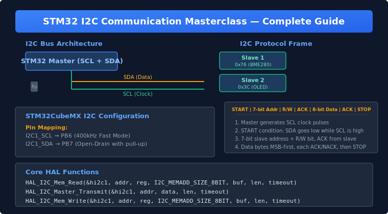 STM32 I2C Communication Masterclass - Bus Architecture, Protocol Frame, and HAL Functions